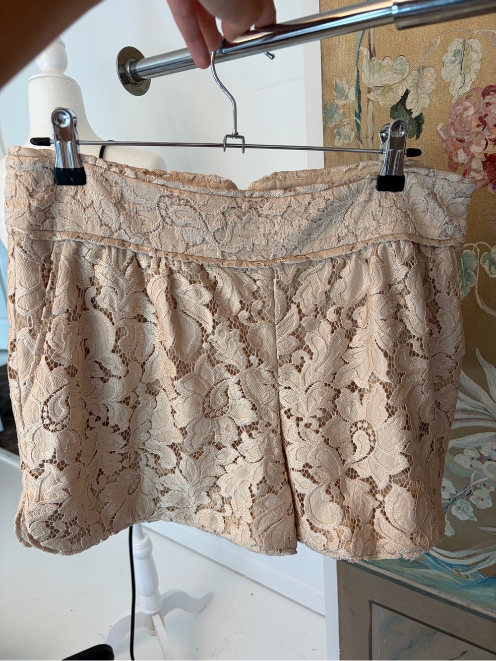 Diane Von Furstenberg Beige Lace Shorts - Elegant Floral Detail